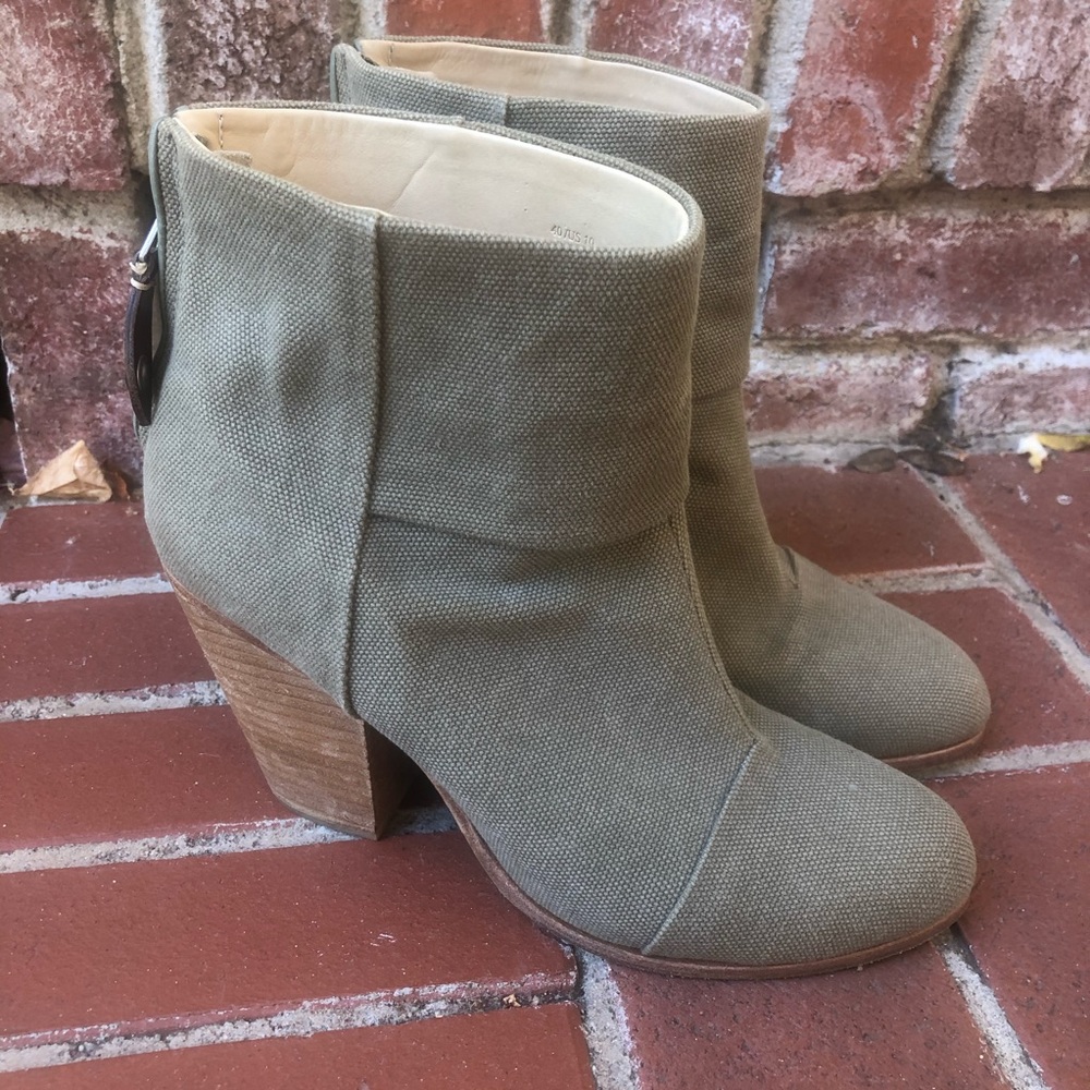 Rag & Bone Newburgh Olive Canvas Ankle Boots